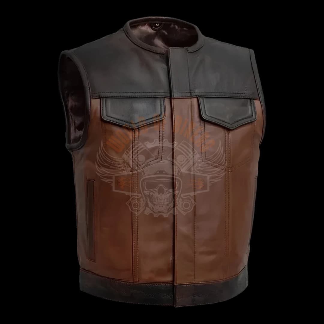 WoB Two-Tone Black & Tan Leather Vest